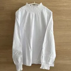 シャーリング　ブラウス　白　150