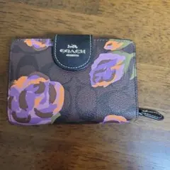 COACH フラワーパターン 二つ折り財布