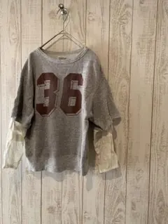 デニム＆ダンガリー　ナンバリングレイヤード長袖トレーナー140