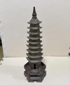 大明宣徳年製 古美術 銅製 龍亀鳳凰彫刻 矢立型 香炉 蝋燭立て 置物