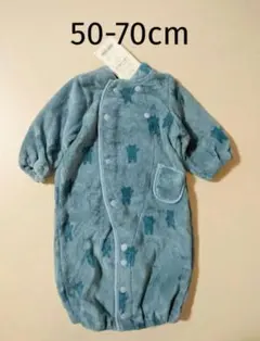 新品 くまさん 総柄 ふわふわツーウェイオール 50-70cm ジャンプスーツ、