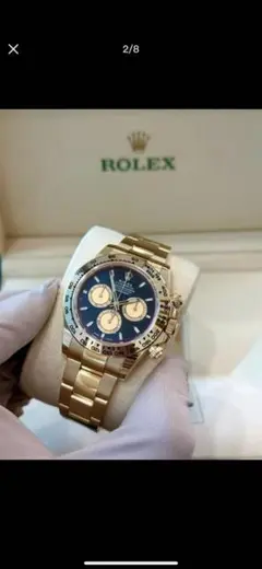 ROLEX 自動巻き時計 ゴールド/ネイビー