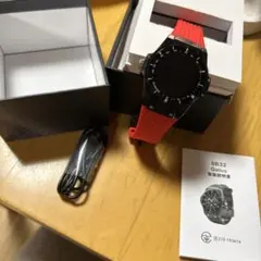 Gaius SB32 スマートバンド　ブラック×レッド　スマートウォッチ