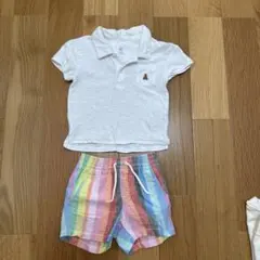 ポロシャツとストライプショートパンツセット