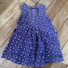 紫色花柄ノースリーブワンピース 2T