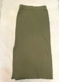 ZARA ケーブルニット ロングスカート カーキ Mサイズ
