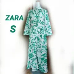 ZARA　ザラ　ボタニカルロングワンピース　シャツワンピ　リゾートワンピ　　S