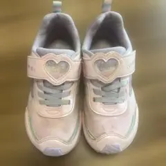 MOONSTAR ピンクムラサキ ハートストラップ スニーカー18.5cm