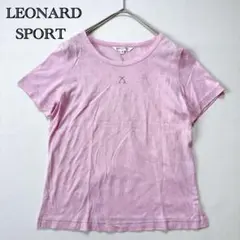 LEONARD SPORT Tシャツ ラインストーンロゴ 総柄 コットン 日本製のサムネイル