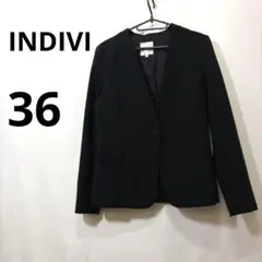 INDIVI ブラック ノーカラージャケット size36
