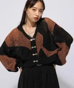 HARE ラメメッシュメタルニットカーディガン