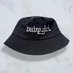 バケットハット　刺繍　ブラック