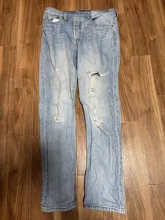 Levi's 501 ライトブルー ストレート　ダメージジーンズ