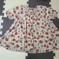 ノウズ　キムラタン　赤い花柄 半袖ワンピース 100