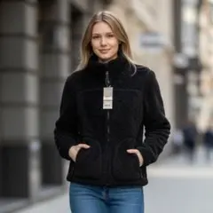 ユニクロ 黒 フリースジャケット ジップアップ