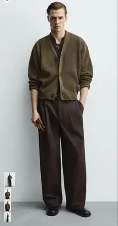 ZARA テクスチャーカーディガン オーバーサイズカーディガン 短丈 