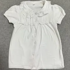 フリル付きホワイト半袖シャツ 110cm