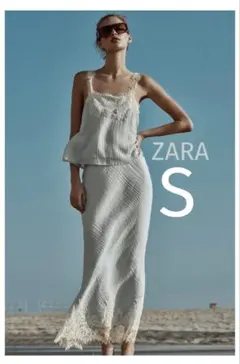 限定SALE ZARAのレーストリムクロップドトップス タグ付き新品 Mサイズ 