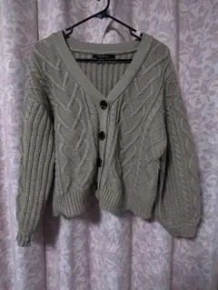 INGNI ベージュ ケーブルニットカーディガン M