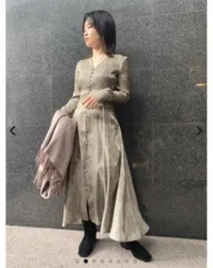 FRAY I.D フレイアイディー レースアッププリントワンピース S