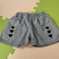 ハート刺繍付きデニム風ハーフパンツ 100cm