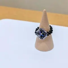 B746　ビーズ❀リング　スクエア　約12号