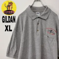usa古着 GILDAN 半袖ポロシャツ　XL グレー　刺繍のサムネイル