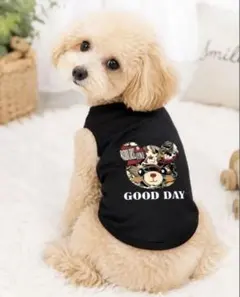 犬服 タンクトップ 黒 くま GOOD DAY 小型犬 春夏 おしゃれ 可愛いのサムネイル