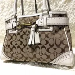 COACH Signature Tote Horsebit Fringe Bag