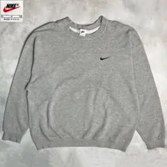 【USA製 白タグ】90s NIKE グレー スウッシュ刺繍 スウェット L