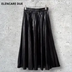 ELENCARE DUE メタリックプリーツスカート ロング 光沢F 黒のサムネイル