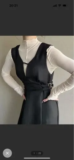 ヘリンボーンサイドベルトタイトジャンパースカート