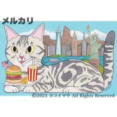 原画「猫の背中になにかある〜アメリカ」猫/アメショー／イラスト/アート/絵画