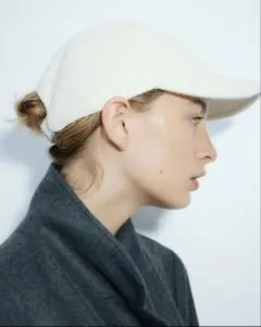 H&M ツイード素材 ベースボールキャップ エクリュのサムネイル