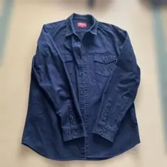 supreme 筆記体タグ 長袖シャツ ネイビー