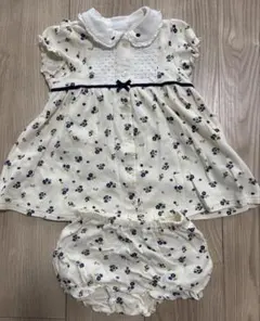 bebe 花柄ワンピース　オーバーパンツ　セット 80-90cm