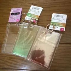 フォトキーホルダー　クリアケース グリーン　オレンジ　3個