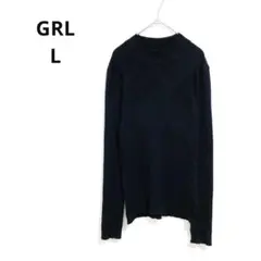 グレイル　ハイネックリブニットトップス　細見えセーター ブラック L