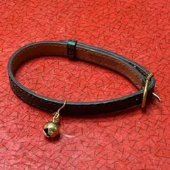 美品 エルメス 首輪 カラー 猫 ネコ リザード レザー グリーン 鈴