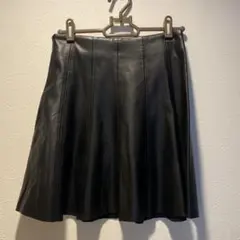 ZARA レザー プリーツスカート