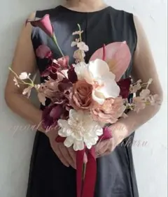 アーティフィシャルフラワー　くすみカラー　造花ブーケ　ウエディング　結婚式