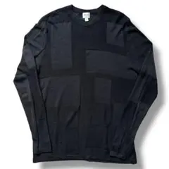 美品 XL相当 アルマーニコレツォーニ カシミヤ シルク ニット 黒 モザイク