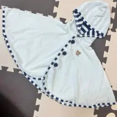 【美品】MIKIHOUSE ミキハウス タオル生地 フード付き　ベビーポンチョ