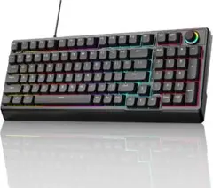 ゲーミングキーボード 赤軸 98 キー メカニカル LED バックライト付き