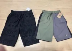 キッズ　150 ハーフパンツ　ブラック　カーキ　新品　美品　セット　エンボス
