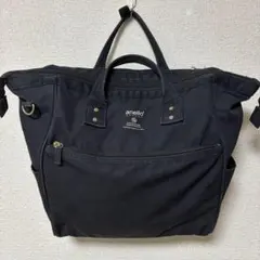 anello 2+1way ガバっと開く リュックにもなるトートバッグ 黒