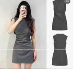 【ZARA】ストライプ柄ノースリーブミニワンピース