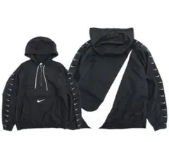NIKE ナイキ ビッグスウォッシュ アノラックパーカー XL ブラック NIKE アノラックパーカー 刺繍ロゴ スウォッシュ ハーフジップ