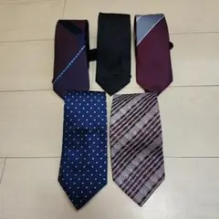 ネクタイ 5本セット ダークブルー ボルドー