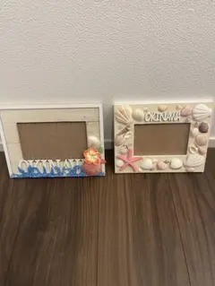 沖縄シェル装飾フォトフレーム2個セット